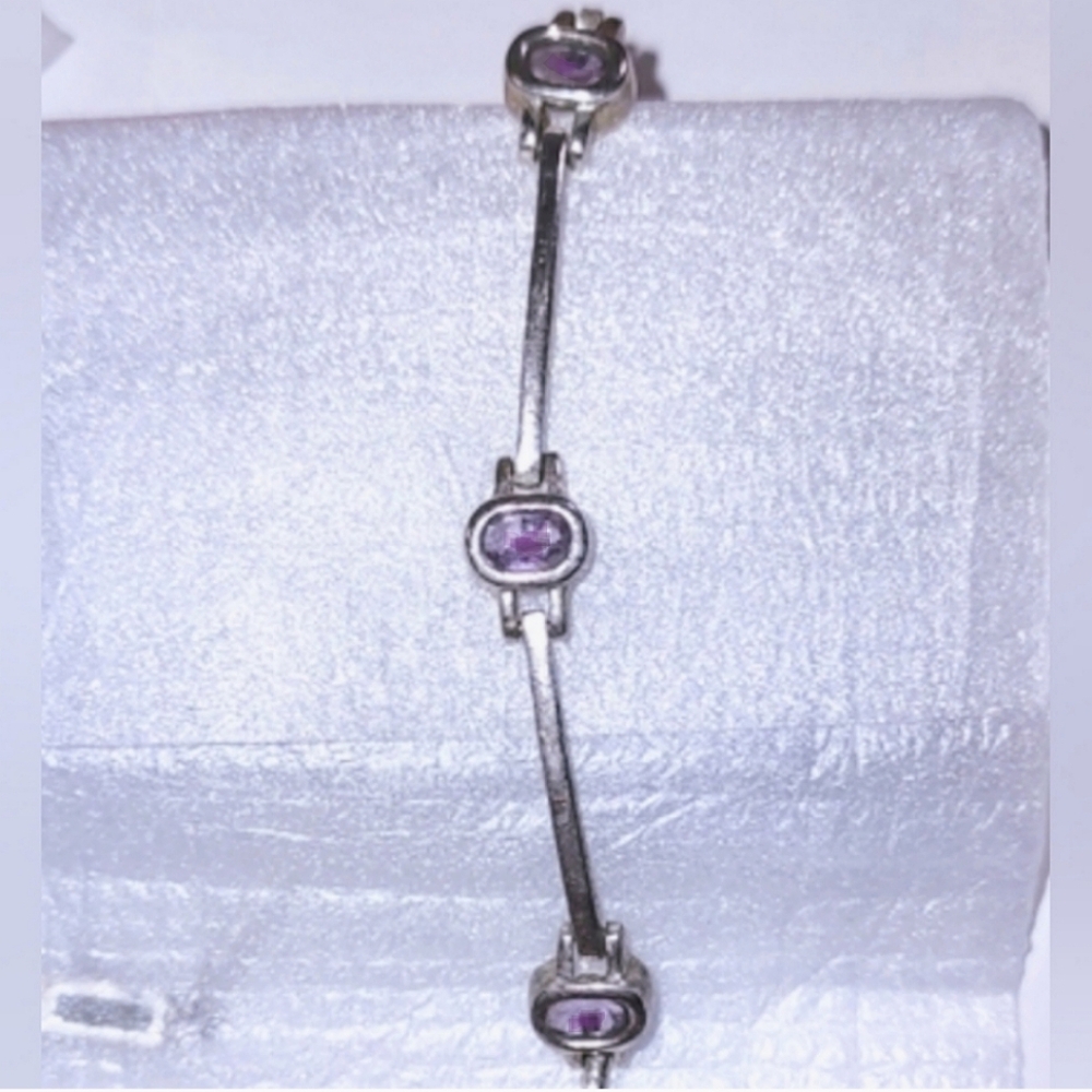 .925 Silver Amethyst Stone Bracelet